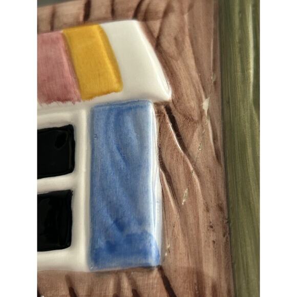 Vintage General Store Cookie Jar By GKAO Ceramic Brown House Welcome Apples Eggs - Picture 6 of 16